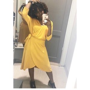 A New Day Mustard Tulip Wrap Dress